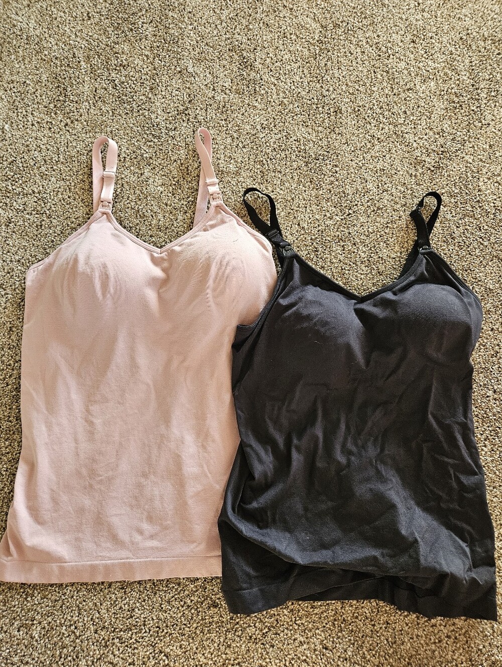 Destination Maternity Seamless Nursing Camisoles in Pink and Black